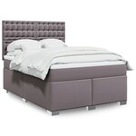 vidaXL Sommier à lattes de lit avec matelas Gris 140x200 cm Similicuir