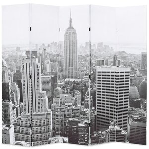 vidaXL Cloison de séparation pliable 200x170 cm New York Noir et blanc
