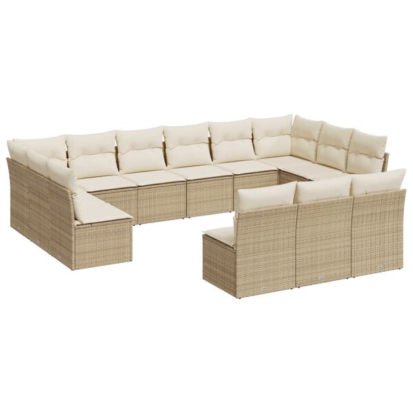 vidaXL Salon de jardin avec coussins 13 Pièces beige résine tressée
