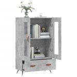 vidaXL Buffet haut gris béton 69 5x31x115 cm bois d'ingénierie