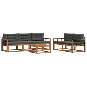 vidaXL Ensemble de canapés d'extérieur 6 Pièces Naturel et Anthracite
