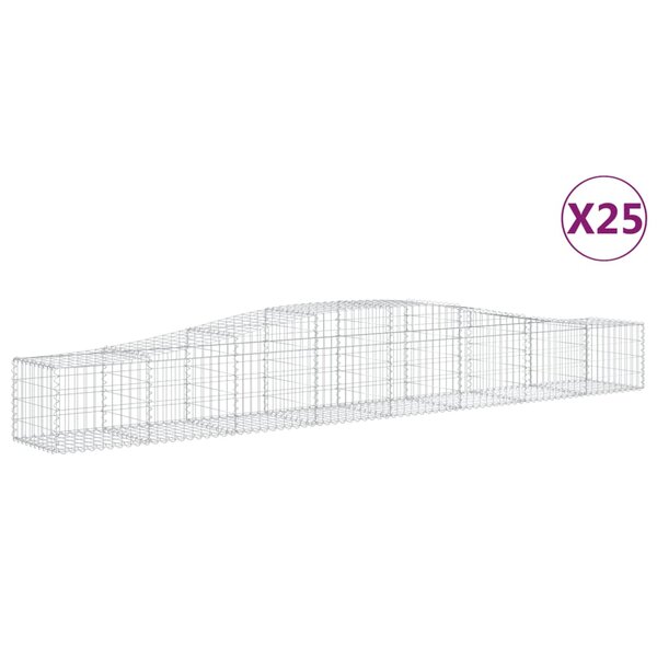 vidaXL Paniers à gabions arqués 25 Pièces 400x50x40/60 cm Fer galvanisé
