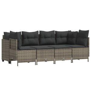 vidaXL Salon de jardin 5 Pièces avec coussins gris résine tressée