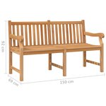 vidaXL Banc de jardin 150 cm Bois de teck massif