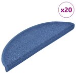 vidaXL Tapis d'escalier 20 pièces 56 x 17 x 3 cm Bleu Demi-rond
