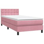 vidaXL Sommier à lattes de lit avec matelas et LED rose 90x210 cm velours