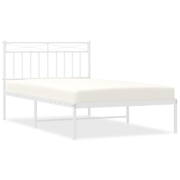 vidaXL Cadre de lit métal avec tête de lit blanc 100x200 cm