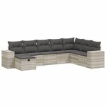 vidaXL Salon de jardin 8 Pièces avec coussins gris clair résine tressée
