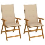 vidaXL Chaises inclinables de jardin lot de 2 et coussins Bois acacia