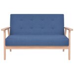vidaXL Canapé à 2 places Tissu Bleu