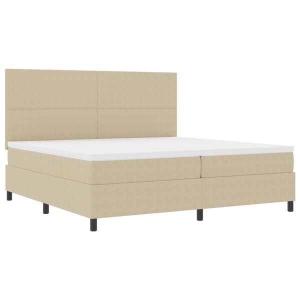 vidaXL Lit avec Sommier et Matelas Beige Clair 200x200 cm Tissu en Velours Côtelé