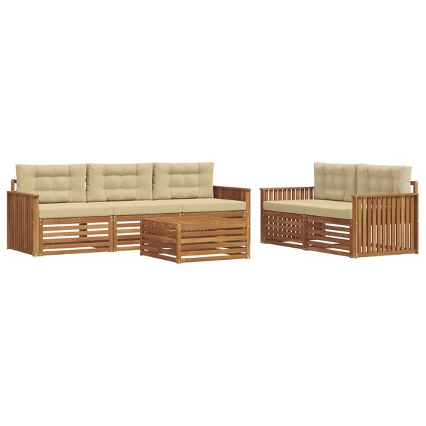 vidaXL Ensemble de canapés d'extérieur 6 pc Naturel et Beige