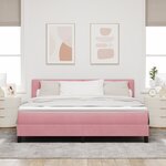 Lit Box Spring vidaXL avec Matelas Rose Super King Velours