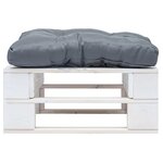 vidaXL Repose-pied palette de jardin avec coussin gris Blanc Bois