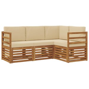vidaXL Ensembles de canapés avec coussin 4 Pièces Naturel et Beige