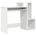 vidaXL Bureau blanc Blanc Panneau d'aggloméré Standard Rangement