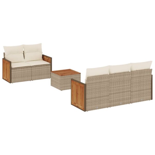 vidaXL Salon de jardin avec coussins 6 Pièces beige résine tressée