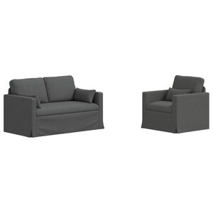 vidaXL Canapé 2 Pièces Gris foncé 139 x 78 x 80 cm tissu