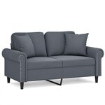 vidaXL Canapé 2 places avec oreillers gris foncé 120 cm velours