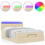 vidaXL Lit ottoman avec matelas et LED crème 140x190 cm tissu