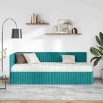 vidaXL Cadre de lit d'angle avec matelas 2 Pièces Turquoise Velours
