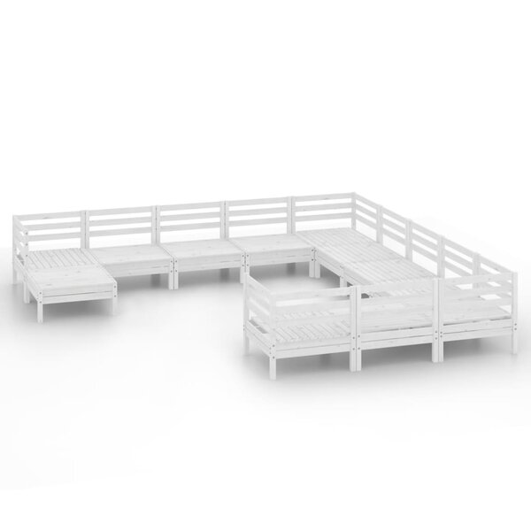 vidaXL Salon de jardin 12 Pièces Blanc Bois de pin massif