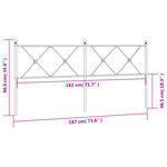vidaXL Tête de lit métal noir 180 cm
