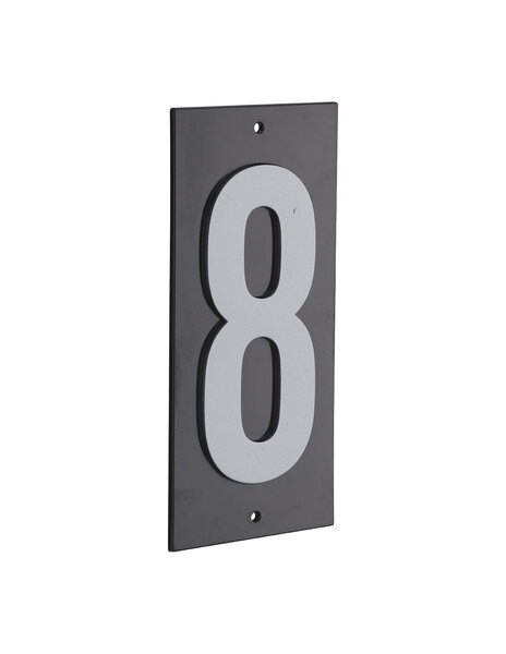THIRARD - Plaque de signalisation 8  marquage blanc sur fond noir  panneau ABS à visser  56x120mm - THIRARD