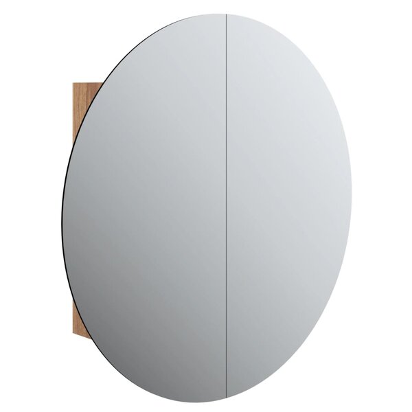 vidaXL Armoire de salle de bain miroir rond et LED Chêne 54x54x17 5 cm