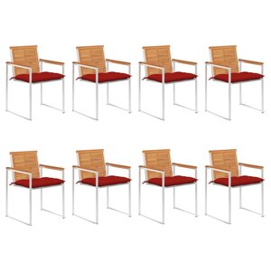 vidaXL Chaises de jardin 8 Pièces avec coussins Bois d'acacia solide