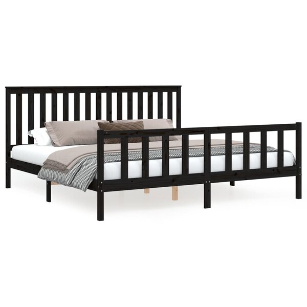 vidaXL Cadre de lit sans matelas noir 200x200 cm bois massif de pin