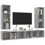 vidaXL Meubles TV muraux 4 Pièces Gris béton Bois d'ingénierie