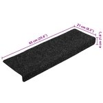 vidaXL Tapis d'escalier autocollants 20 pièces 65 x 21 x 4 cm Noir Bord rectangulaire