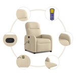 vidaXL Fauteuil de massage inclinable Crème Tissu