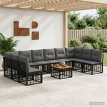 vidaXL Ensemble de canapés d'extérieur 11 pc Noir et Gris foncé