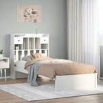 vidaXL Lit bibliothèque sans matelas blanc 75x190cm bois de pin massif