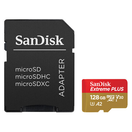 Sandisk sandisk extreme plus microsdxc uhs-i u3 a2 v30 128 go + adaptateur sd