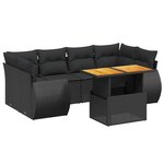vidaXL Salon de jardin 7 Pièces avec coussins noir résine tressée