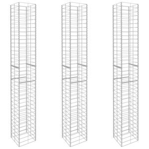 vidaXL Paniers de gabion 3 Pièces Acier galvanisé 25 x 25 x 197 cm