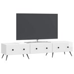 vidaXL Meuble TV Blanc brillant 147 x 34 5 x 30 cm Bois d'ingénierie