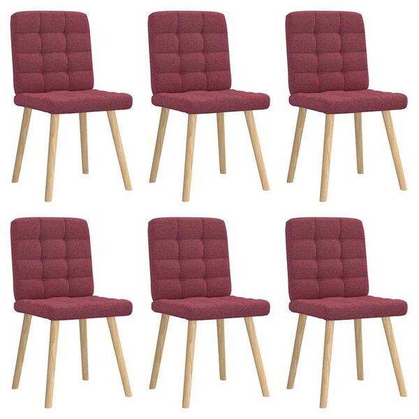 vidaXL Chaises à manger lot de 6 rouge bordeaux tissu