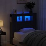 vidaXL Tête de lit LED avec étagère Chêne noir 100 x 18.5 x 103.5 cm