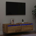 vidaXL Meuble TV avec lumières LED vieux bois 100X35 5x25 cm