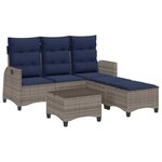 vidaXL Salon de jardin 3 Pièces avec coussins forme L gris résine tressée