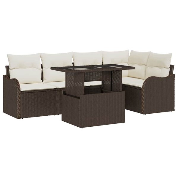vidaXL Ensemble de canapé de jardin 6 Pièces Marron Poly rotin