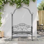 vidaXL Banc de jardin avec coussin Noir 104 x 54 x 93cm Acier