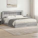 vidaXL Cadre de lit avec rangement Sonoma gris 200 x 200 cm