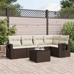 vidaXL Salon de jardin avec coussins 6 Pièces marron résine tressée