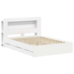 vidaXL Cadre de lit avec rangement avec tête de lit Blanc 150 x 200 cm