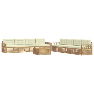 vidaXL Ensemble de canapés d'extérieur 9 Pièces Blanc et crème Polyester